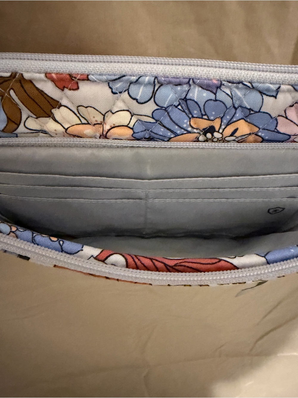 Vera Bradley Floral Quilted Crossbody in Blue, Pink & Brown - Picture 5 of 7